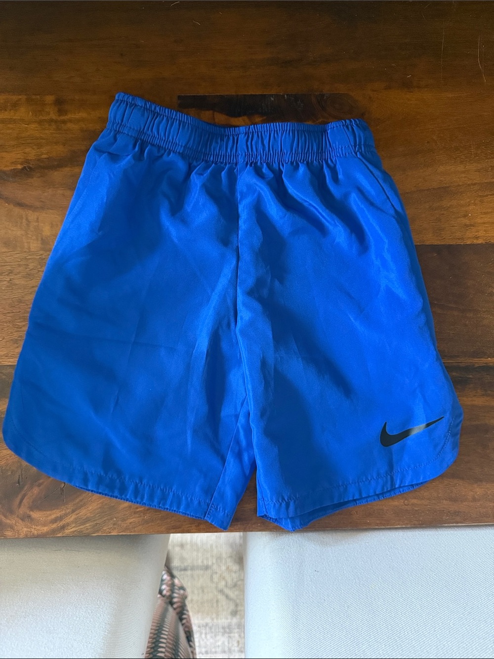 Nike Royal Blue Kids Athletic Shorts with Black Swoosh